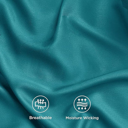 Bedsure Cooling Sheets Twin, Rayon Derived from Bamboo, PureWoven, Breathable & Soft Twin Sheets Set, Deep Pocket Up to 16 Inches, Hotel Luxury Silky Bedding for Hot Sleepers, Turquoise