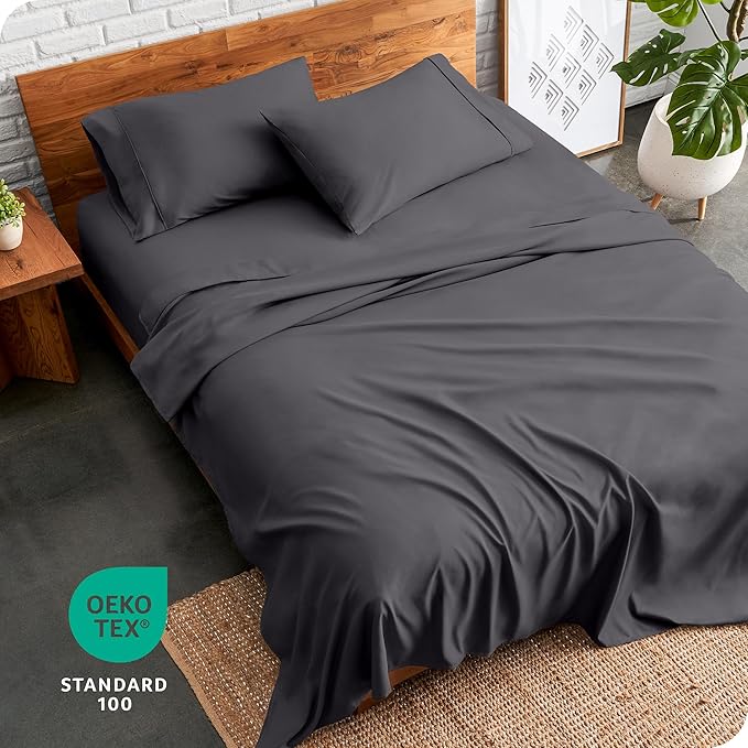 Bare Home Full XL Sheet Set - 1800 Ultra-Soft Microfiber Full Extra Long Bed Sheets - Double Brushed - Deep Pockets - Easy Fit - 4 Piece Set - Bedding Sheets & Pillowcases (Full XL, Forged Iron Grey)