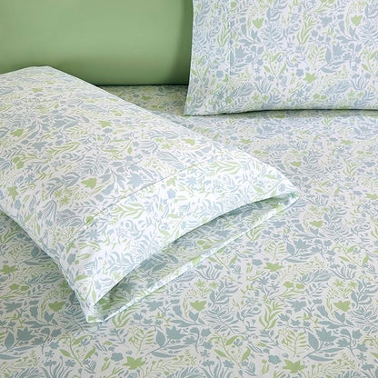 Elegant Comfort Softest and Coziest 6-Piece Sheet Set - 1500 Premium Hotel Quality Microfiber - Deep Pocket, Wrinkle Resistant 6-Piece Floral Bed Sheet Set, Queen, Anita Green