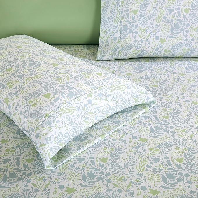 Elegant Comfort Softest and Coziest 6-Piece Sheet Set - 1500 Premium Hotel Quality Microfiber - Deep Pocket, Wrinkle Resistant 6-Piece Floral Bed Sheet Set, California King, Anita Green