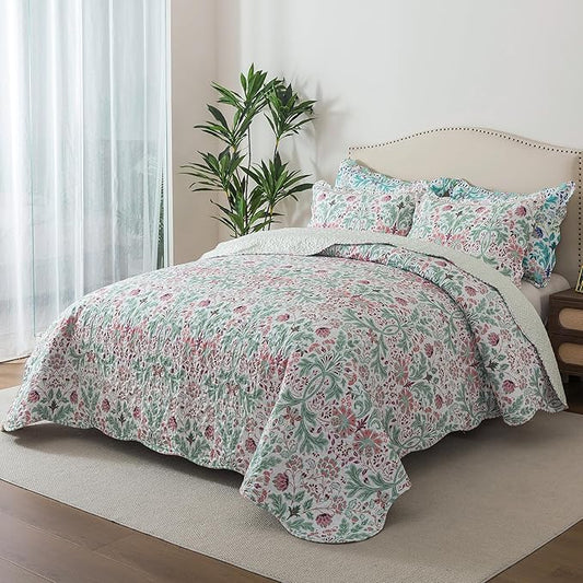 HoneiLife Quilt Set King Size - Microfiber Bedspreads 3-Piece,Reversible Coverlets Lightweight Bedcover King Quilt Bedding Sets