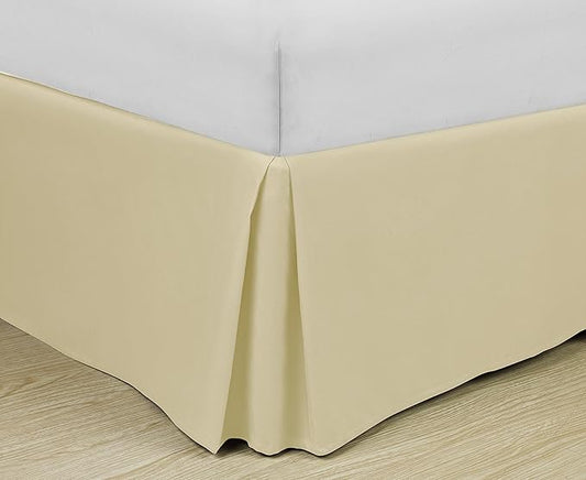 Cathay Home Double Brushed Microfiber Pleated Easy Fit Bed Skirt, Ultra Soft, Fade and Wrinkle Resistant - Cream, California King