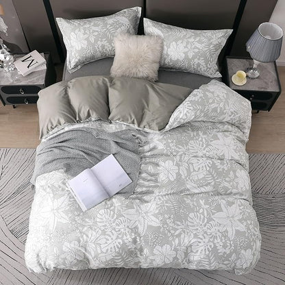 OAITE Duvet Cover Set King Size Floral Pattern 600 Thread Count Ultra Soft 100% Long Staple Cotton Duvet Cover Sets 3-PC, Breathable Duvet Cover with Zipper Closure & Corner Ties