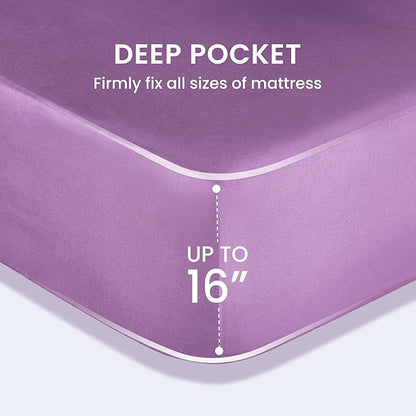 SLEEP ZONE Super Soft Cooling Bed Sheets Set Twin XL 3 Piece - Easy Care Fitted Flat Sheet & Pillowcase Sets - Wrinkle Free, Fade Resistant, Deep Pocket 16" (Lavender, Twin XL)