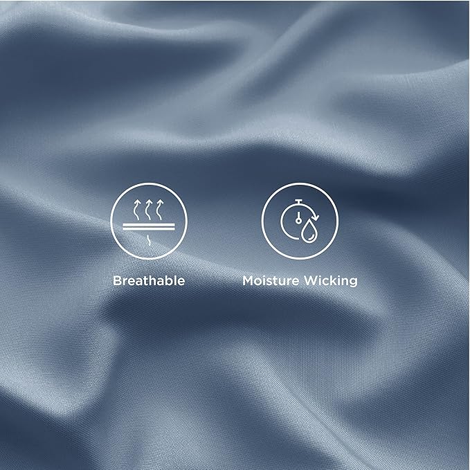 Bedsure King Size Sheets Set, Cooling Sheets for Hot Sleepers, Rayon Derived from Bamboo, PureWoven, Breathable & Soft, Deep Pocket Up to 16 Inches, Hotel Luxury Silky Bedding, Dusty Blue