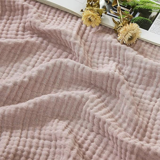 EMME Muslin Throw Blanket 100% Cotton Blankets for Couch Breathable Gauze All Season Soft and Lightweight Pre-Washed (Dusty Pink, 50"x70")