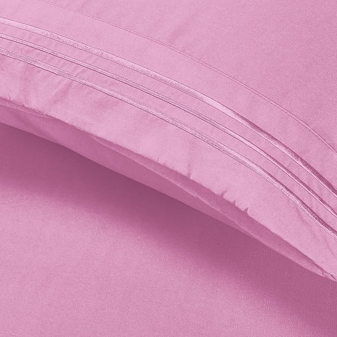 Elegant Comfort Luxury Ultra-Soft 2-Piece Pillowcase Set - 1500 Premium Hotel Quality Microfiber Double Brushed - Wrinkle Resistant, Standard/Queen, Light Pink