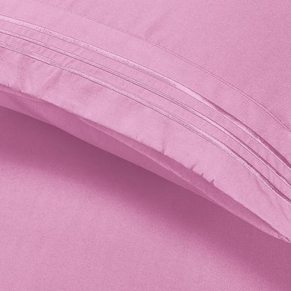 Elegant Comfort Luxury Ultra-Soft 2-Piece Pillowcase Set - 1500 Premium Hotel Quality Microfiber Double Brushed - Wrinkle Resistant, Standard/Queen, Light Pink