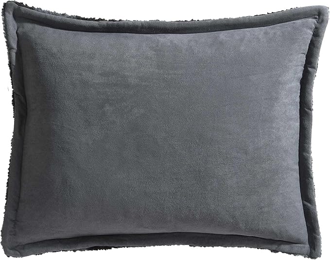 Eddie Bauer - Queen Comforter Set, Microsuede Bedding with Soft Plush Faux Shearling Reverse, 3 Piece Bed Set with Matching Pillowcases (Cabin Plaid Grey)