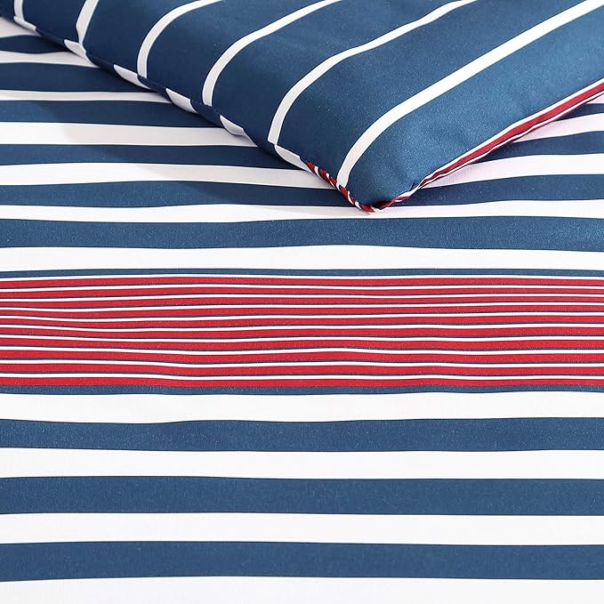 Nautica - Twin/Twin XL Comforter Set, Super Soft Woven Bedding with a Medium-Weight Feel for Year Round Use, 2 Piece Bed Set with Matching Pillowcase (Kennedy Stripe Navy)