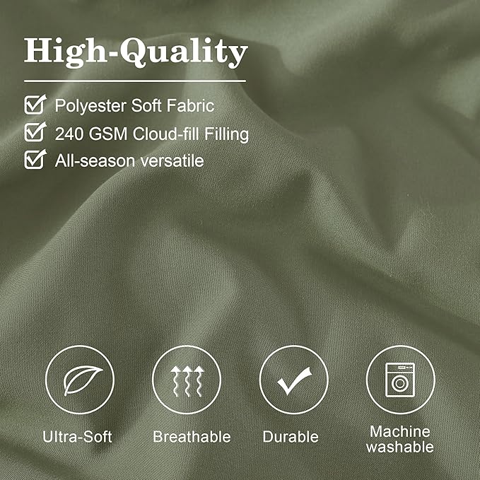 Monbix King Size Comforter Set - 7 Pieces Bed in a Bag King, Light Sage Green Bedding Sets with Comforter, All Seasons Comforter Bed Set with Sheets, Pillowcases & Shams