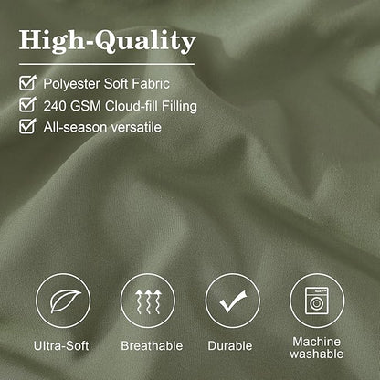 Monbix King Size Comforter Set - 7 Pieces Bed in a Bag King, Light Sage Green Bedding Sets with Comforter, All Seasons Comforter Bed Set with Sheets, Pillowcases & Shams
