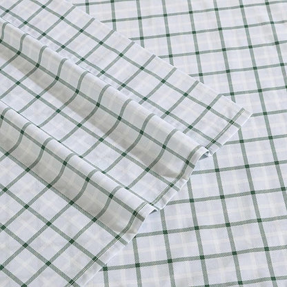 Eddie Bauer - Twin Sheet Set, Premium Cotton Percale Bedding Set, Plaid Home Decor, Oeko-Tex Certified (Classic Tattersall Plaid Green, Twin)