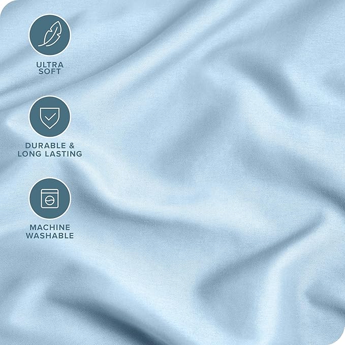 Bare Home Microfiber Body Pillow Cover - Ultra Soft & Cooling Body Pillow Case - Double Brushed - Envelope Closure - Easy Care (20''x54'' Body Pillow Cover, Light Blue)