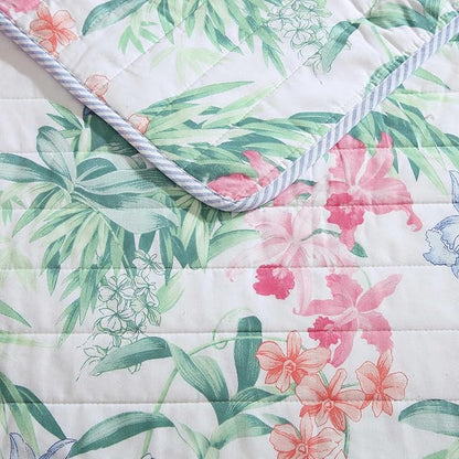 Tommy Bahama - Queen Quilt Set, Reversible Cotton Coastal Bedding with Matching Shams, Colorful Botanical Bedding Set (Island Orchid Pink/Blue)