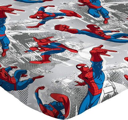 Jay Franco Kids Sheet Set with Fitted, Flat Sheets & Pillow Cover - Ultra-Soft Bedding with Pillowcase for Room Decor, White - Spiderman, 4 Piece Full
