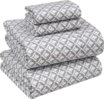 RUVANTI 100% Cotton Sheets – Split King Size Percale Bedding, Cooling & Breathable Floral Design, Durable with a Crisp, Soft & Comfortable Feel, 16" Deep Pocket, 5-Piece Set, Idiomatic Expression