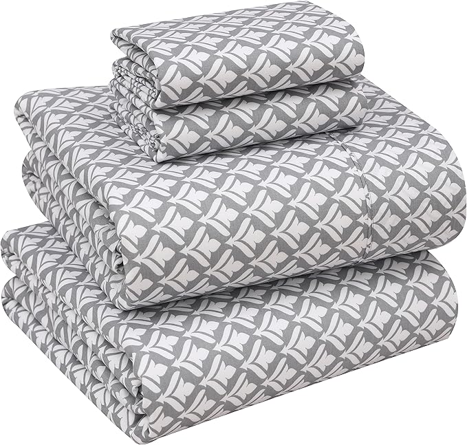 RUVANTI 100% Cotton Sheets – King Size Percale Bedding, Cooling & Breathable Floral Design, Durable with a Crisp, Soft & Comfortable Feel, 16" Deep Pocket, 4-Piece Set, Idiomatic Expression