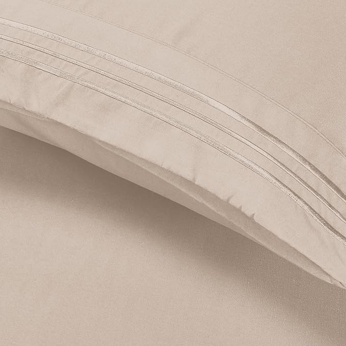 Elegant Comfort Luxury Ultra-Soft 2-Piece Pillowcase Set - 1500 Premium Hotel Quality Microfiber Double Brushed - Wrinkle Resistant, King, Cream
