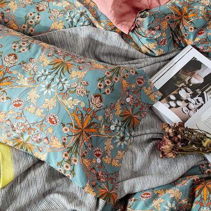 mixinni Vintage Floral Duvet Cover Twin XL Boho Bedding Soft Cotton Flower Pattern Bedding Set with Zipper Ties Perfect for Girls,Ultra Soft, Breathable, Comfortable(3pcs, Twin XL Size)