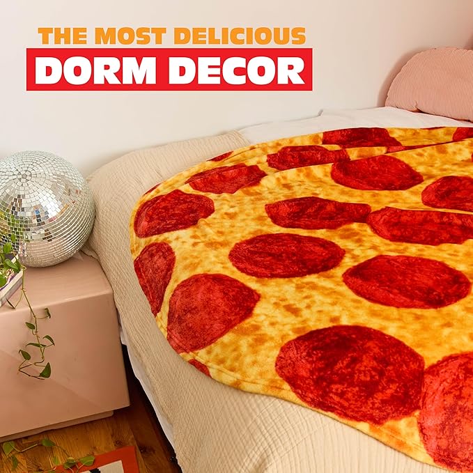 Cozy Concepts Co. Pizza by Relatable Viral Trend Throw Blanket, Looks Like Giant Pizza to Wrap Yourself Up, Fun Easter Blanket Room Decor or Easter Basket Stuffers Gift, Large 65” Cozy Fleece Blanket