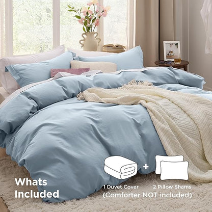 Bedsure Celestial Blue Duvet Cover King Size - 3 Pieces Prewashed Extra Soft Bedding Set, Includes 1 Duvet Cover 104x90 Inches with Zipper Closure & 2 Pillow Shams, Comforter Not Included