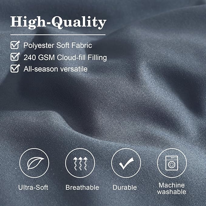 Monbix Full Size Comforter Set - 7 Pieces Blue Grey Bed in a Bag Full Size Bedding Sets with Comforters, All Seasons Comforter with Sheets, Pillowcases & Shams