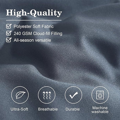 Monbix Full Size Comforter Set - 7 Pieces Blue Grey Bed in a Bag Full Size Bedding Sets with Comforters, All Seasons Comforter with Sheets, Pillowcases & Shams