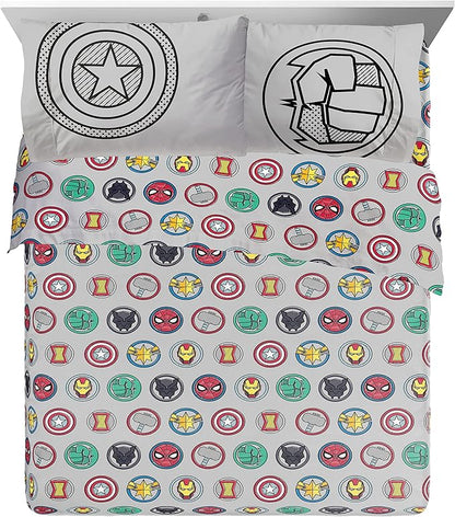 Jay Franco Marvel Avengers Pop 7 Piece Queen Size Bed Set - Includes Comforter & Sheet Set - Super Soft Fade Resistant Microfiber (Official Marvel Product)