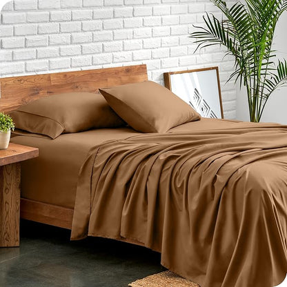 Bare Home King Sheet Set - 1800 Ultra-Soft Microfiber King Bed Sheets - Double Brushed - Deep Pockets - Easy Fit - 4 Piece Set - Bedding Sheets & Pillowcases (King, Caramel)