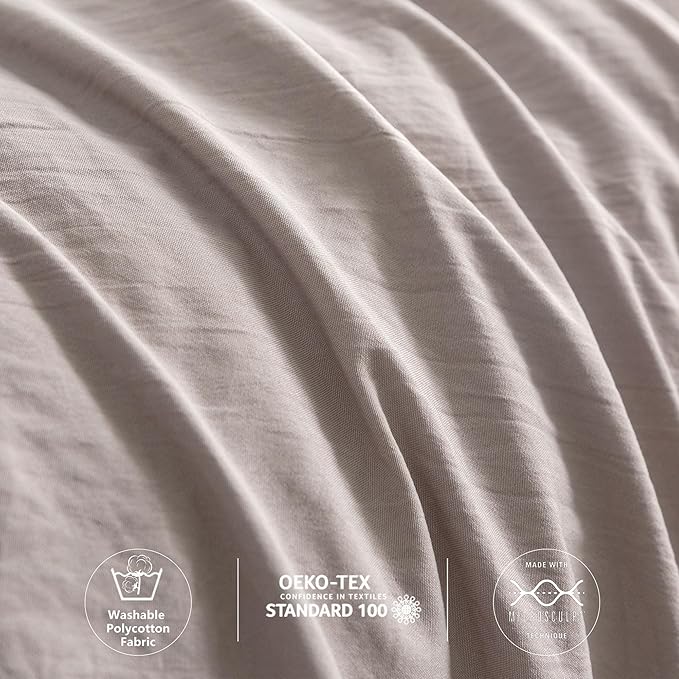 COTTEBED Ultra-Soft Twin Bedding Comforter Set, Lightweight But Warm All Season Use, Cozy Fluffy Washed PolyCotton Microfiber, Conforter & Pillowsham(Twin/Twin XL Size Signal Dorm Kid Bed Beige Brown)