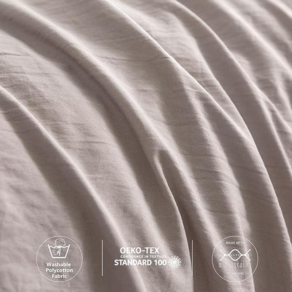 Ultra-Soft Cozy King Bedding Comforters Sets Bed, Solid Lightweight All Seasons Warm Fluffy Washed Cotton Microfiber,1 Bed Down Alternative Conforter & 2 PillowSham (King/California King Beige Brown)