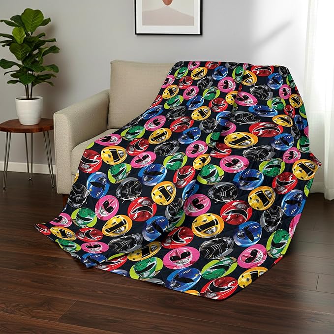 Northwest Power Rangers Rangers Go Full/Queen Quilted Blanket, Comfy Throw, Adults Boys Girls, Soft Lightweight Bedding for Bed, or Couch, 90 x 90 inches