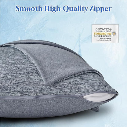 CHOSHOME Cooling Pillow Cases Zipper Pillow Covers Q-Max > 0.45 Zippered Pillowcases for Hot Sleepers, Soft, Breathable, Skin-Friendly, 2 Pack (Queen, 20"x30", Navy Blue)