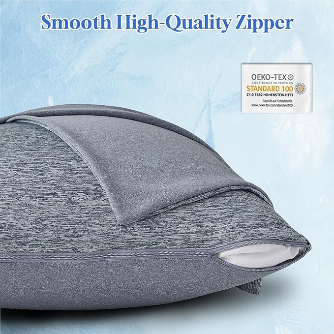 CHOSHOME Cooling Pillow Cases Zipper Pillow Covers Q-Max > 0.45 Zippered Pillowcases for Hot Sleepers, Soft, Breathable, Skin-Friendly, 2 Pack (King, 20"x36", Navy Blue)