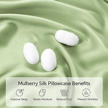 INFIIXSO Mulberry Silk Pillowcase for Hair and Skin, Silk Pillow Cases Queen Size with Hidden Zipper 20"x30", Extraordinary Smooth and Soft Cooling Pillow Cases for Hot Sleepers(Sage Green, 1 Pack)