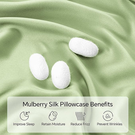 INFIIXSO Silk Pillow Cases 2 Pack Standard Size, Ultra Smooth & Soft Mulberry Silk Pillow Case for Hair and Skin, Breathable Cooling Silk Pillowcase with Hidden Zipper (Sage Green, 20x26 Inches)