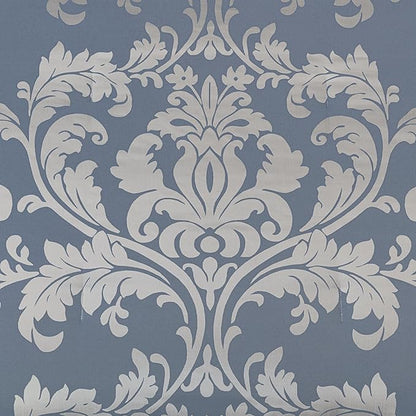 Chezmoi Collection Royale 7-Piece Jacquard Floral Comforter Set, Queen, Grayish Blue/Gray