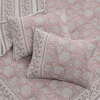 Levtex Home Adare Blush Reversible Full/Queen Quilt Set (88x92in) with 2 Pillow Shams (26x20in) - Floral Bedding - Blush White - Cotton Full/Queen Size Quilt Bedding Set - Lightweight, Soft