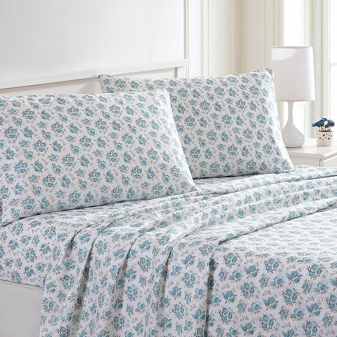 Modern Threads Printed 4-Piece Extra Soft Bedding Sheets & Pillowcase Set, Deep Pocket up to 16 inch Mattress Forever Roses Cal King
