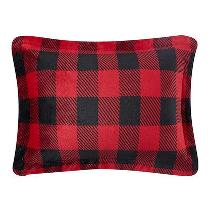 Amazon Basics 3-Piece Ultra-Soft Micromink Sherpa Bedding Set, Warm All Season Comforter, King, Red Buffalo Plaid