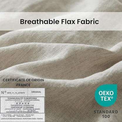 Simple&Opulence 100% Linen Duvet Cover Set with Crossed Embroidery Washed - 3 Pieces (1 Duvet Cover with 2 Pillow Shams) Soft Breathable Farmhouse - Linen, King Size