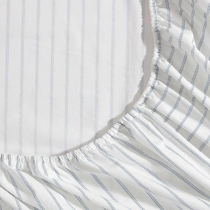 Eddie Bauer - King Sheets, Cotton Percale Bedding Set, Crisp & Cool Home Decor (Essential Stripe White, King)