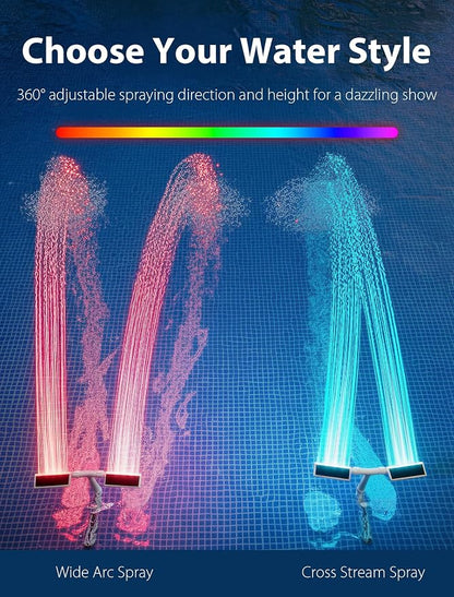 POOLHOUR 2026 Upgrade Height Solar Pool Fountain with 10-Color 4-Mode LED Lights, Auto Light-Sensing Pool Sprinkler Fountain for Above/Inground Pools, 360° Adjustable Spray for 8-16°F Cooling (Gray) | Auto Light-Sensing Pool Sprinkler Fountain with 4 L...