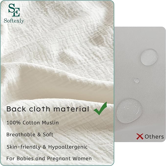 SE SOFTEXLY Muslin Duvet Cover Twin Size, 100% Washed Cotton Duvet Cover Set, Ultra Soft Comforter Cover Linen Like, 2 Pieces Minimalist Gauze Duvet Cover with 1 Pillowcase, 68"x90", White