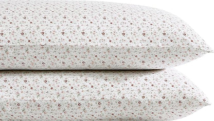 Laura Ashley Home - Standard Pillowcase Set, Cotton Sateen Bedding, Smooth & Wrinkle-Resistant (Evie Yellow, 2 Piece)