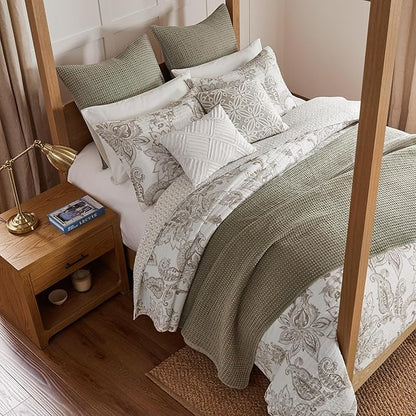 Levtex Home Mills Waffle Full/Queen Quilt Set (88x92in) with 2 Pillow Shams (26x20in) - Taupe - Cotton Waffle Full/Queen Size Quilt Bedding Set - Lightweight, Soft, Pre-Washed