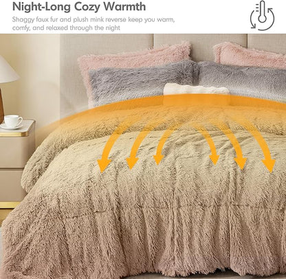 Intelligent Design Malea Shaggy Comforter Set, Long Faux Fur Cozy Down Alternative, Modern Casual Ultra Soft All Season Fluffy Bedding with Matching Sham, Twin/Twin XL, Grey 2 Piece