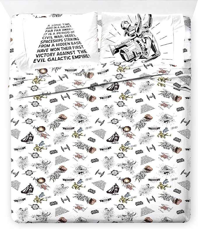 Jay Franco Star Wars Comic Book Full Size Comforter Set - 7 Piece Bedding Includes Sheet Set & Pillow Covers - Super Soft Cozy Kids Bedding
