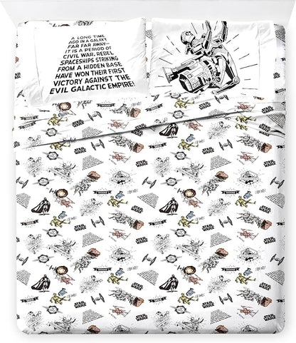 Jay Franco Star Wars Comic Book Queen Size Comforter Set - 7 Piece Bedding Includes Sheet Set & Pillow Covers - Super Soft Cozy Kids Bedding